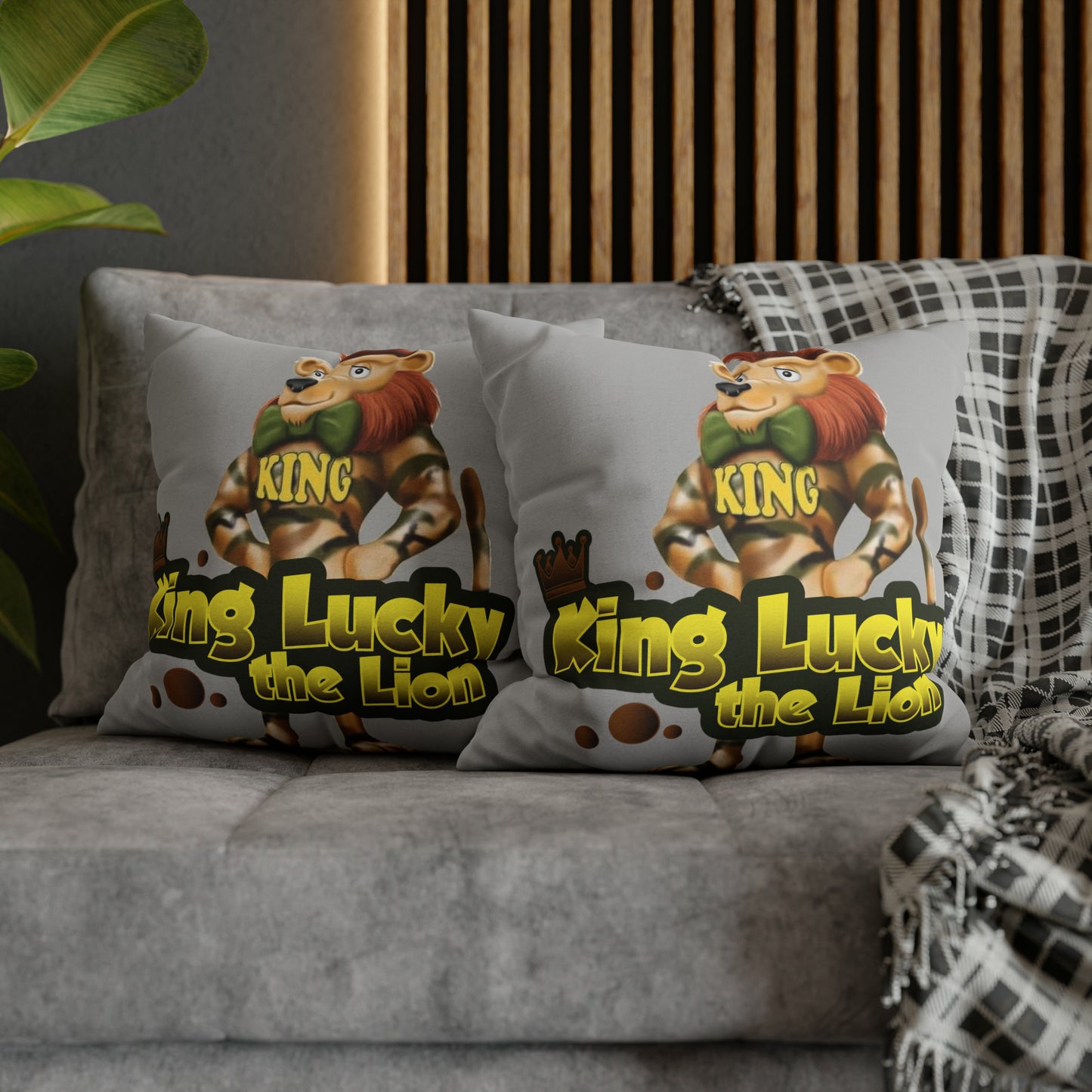 King Lucky Lion Spun Polyester Square Pillow Case