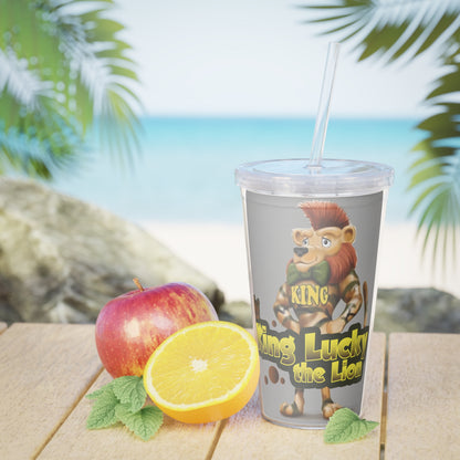 King Lucky Lion Plastic Tumbler with Straw