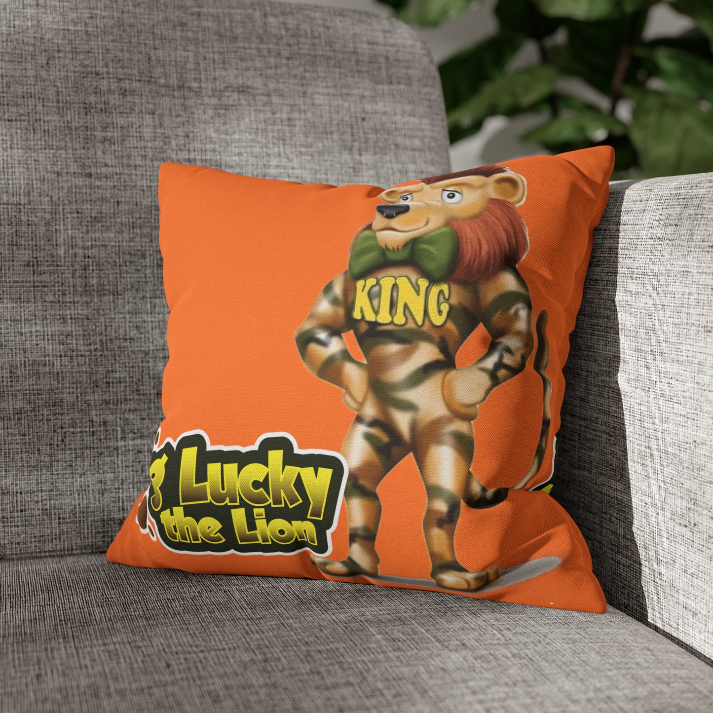 King Lucky Lion Spun Polyester Square Pillow Case