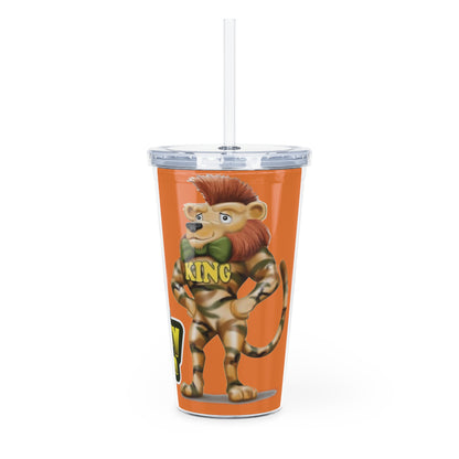 King Lucky Lion Plastic Tumbler with Straw