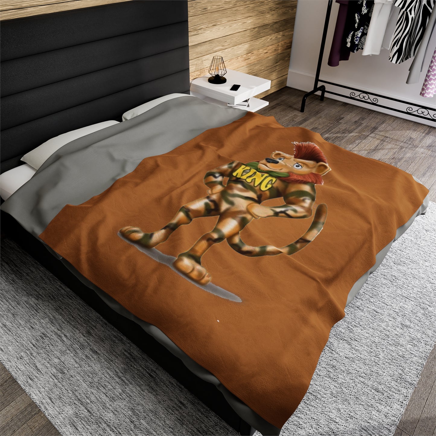 King Lucky Lion Velveteen Plush Blanket