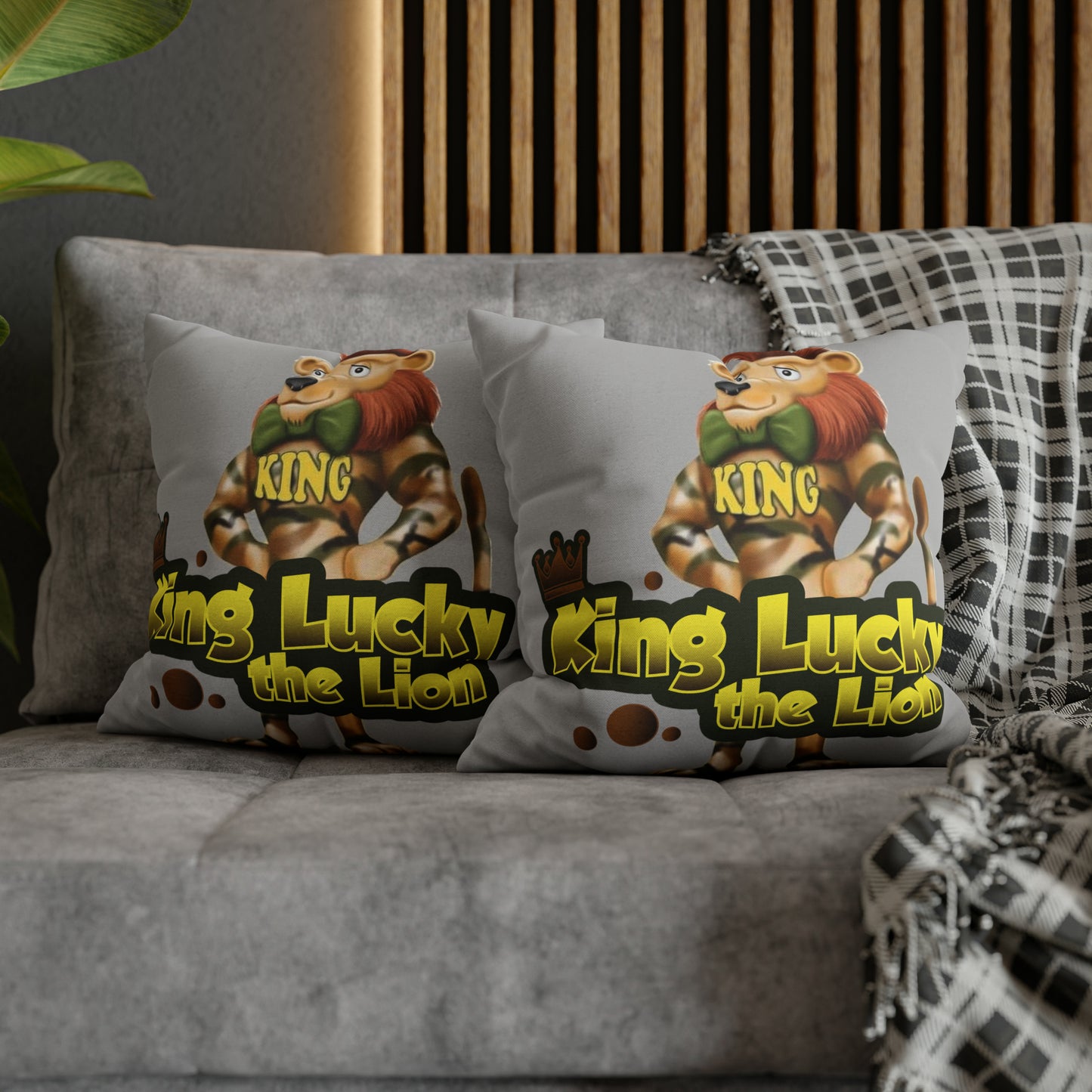 King Lucky Lion Spun Polyester Square Pillow Case