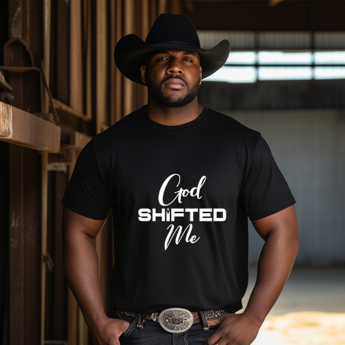 God shifted me Unisex Short Sleeve Tee white text