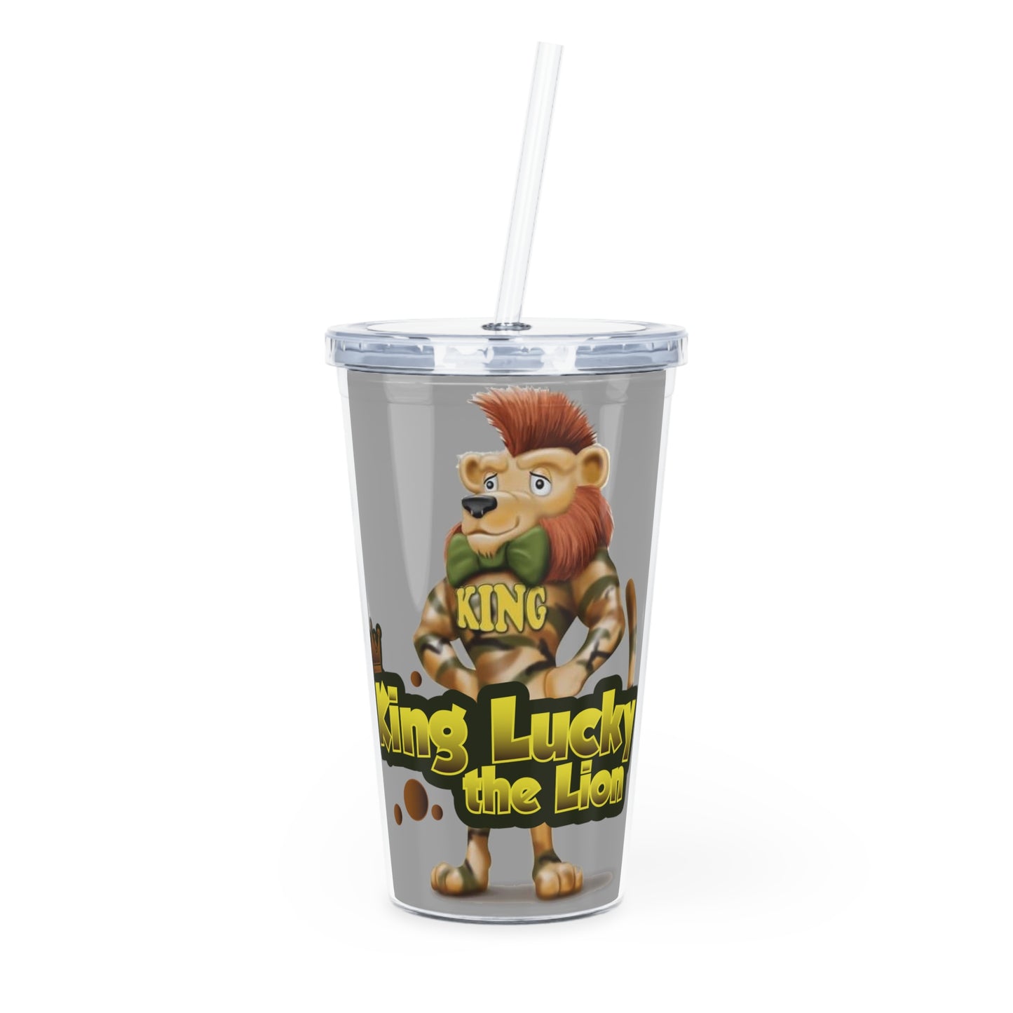 King Lucky Lion Plastic Tumbler with Straw