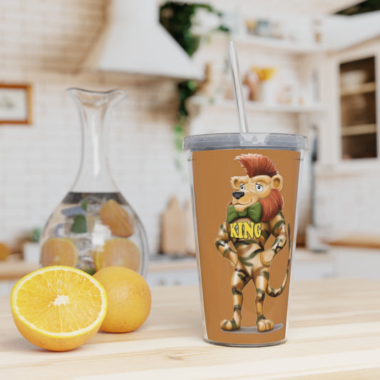 King Lucky Lion Plastic Tumbler with Straw