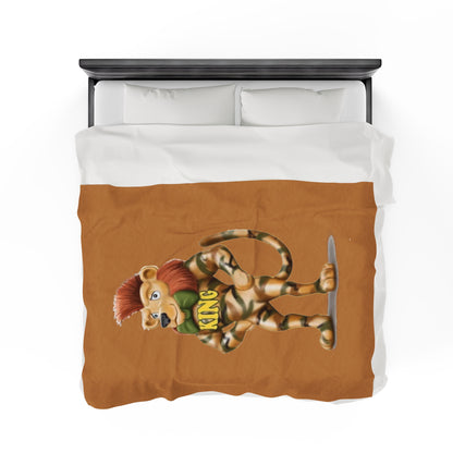 King Lucky Lion Velveteen Plush Blanket