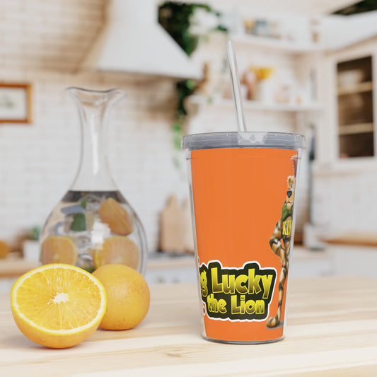 King Lucky Lion Plastic Tumbler with Straw
