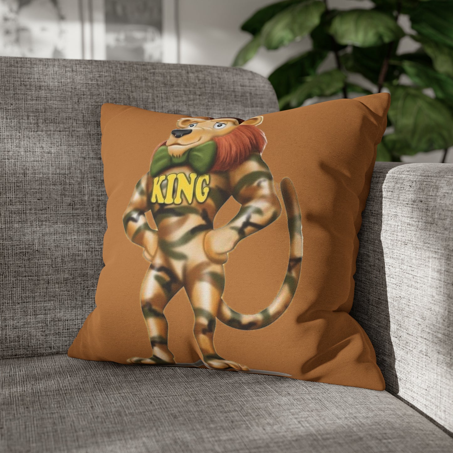 King Lucky Lion Spun Polyester Square Pillow Case