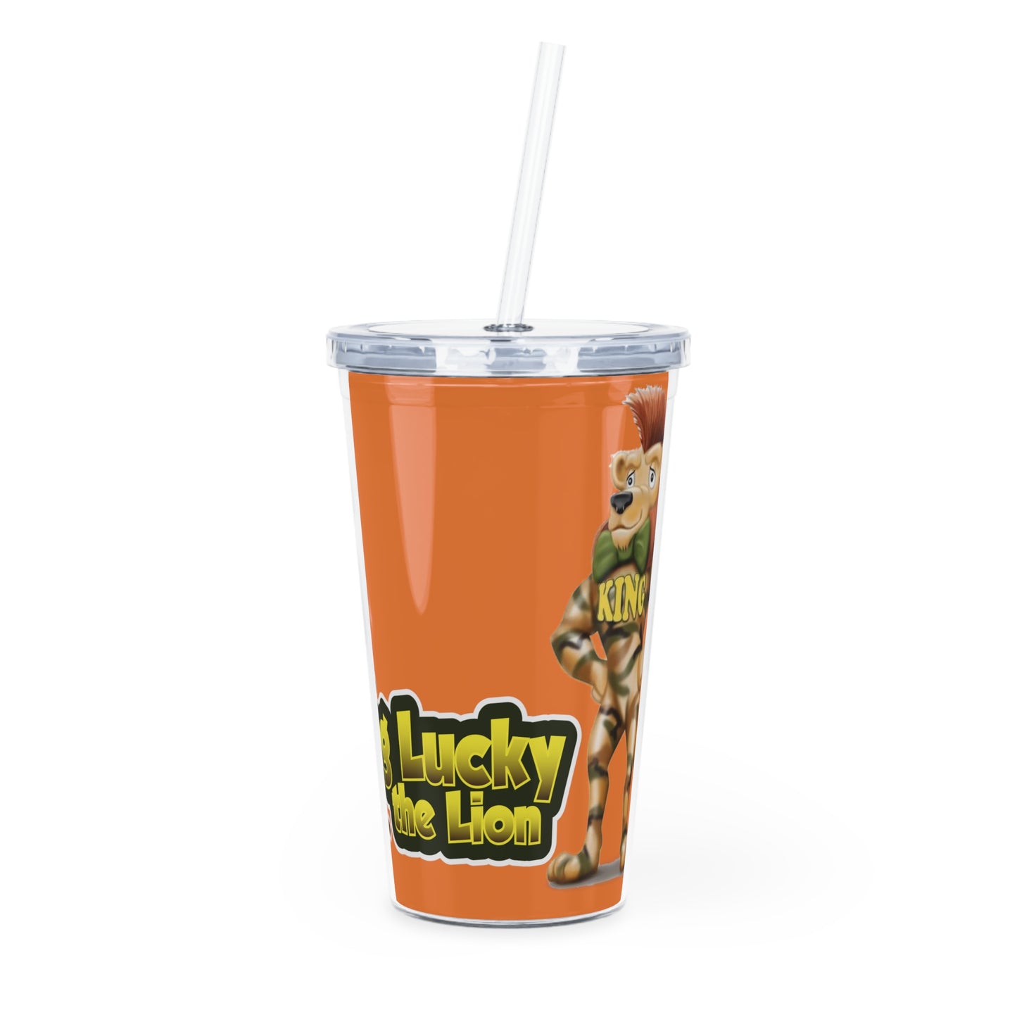 King Lucky Lion Plastic Tumbler with Straw