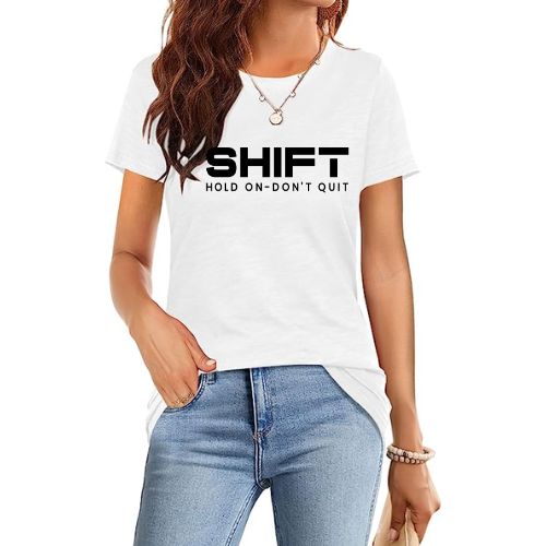 Black Print Shift Hold On™ Women’s V-Neck T-Shirt